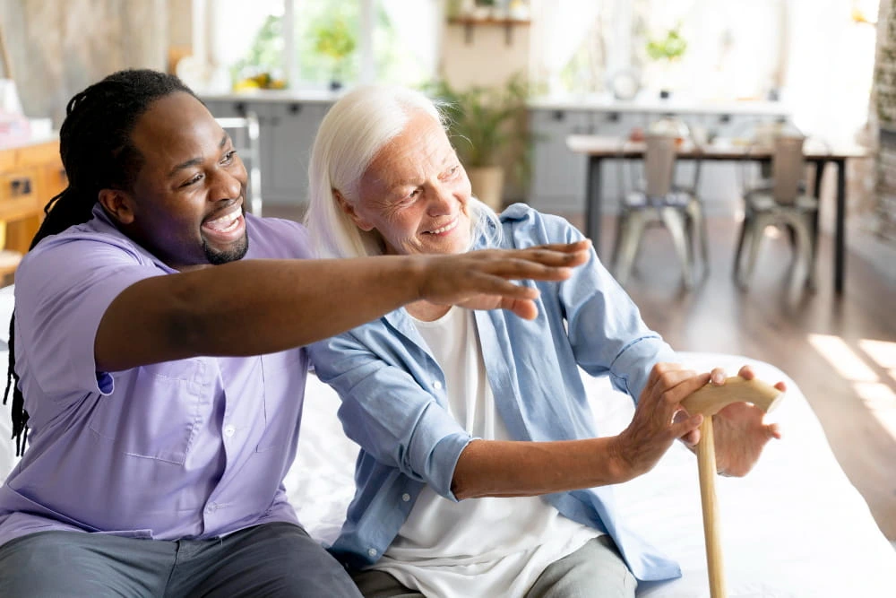 Elderly person with companion